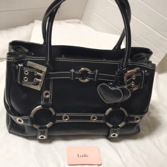 Luella leather satchel with rolled double handles and silver tone hardware. EUC - Picture 12 of 16